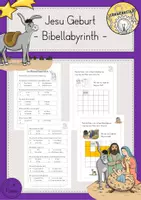 Vorschau - Arbeitsblätter - Bibellabyrinth Weihnachtsgeschichte Jesu Geburt Quiz - Deckblatt