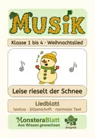Vorschau - Arbeitsblätter - Leise rieselt der Schnee - Liedblatt - dreifach differenziert (textlos, Silbenschrift, normaler Text) - Deckblatt