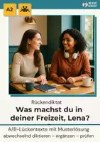 Vorschau - Stationenlernen - Rückendiktat Was machst du in deiner Freizeit Lena?, A2/B1 - Deckblatt