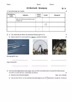 Vorschau - Arbeitsblätter - Klassenarbeit Mechanik gleichförmige Bewegung Geschwindigkeit Weg Zeit Diagramm - Deckblatt