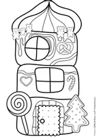 Vorschau - Arbeitsblätter - Kunst Weihnachten: Lebkuchenhaus nach Hundertwasser Knusperhäuschen - Seite 1