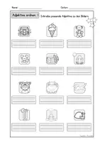anteprima - Esercizi - Arbeitsblätter: Adjektive ordnen 1, 3-fach differenziert, DaZ (Esercizi per ordinare gli aggettivi 1, con 3 livelli di differenziazione) - Pagina 3
