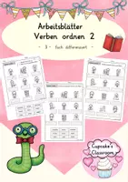 anteprima - Esercizi - Arbeitsblätter: Verben ordnen 2, 3-fach differenziert, DaZ, Deutsch (Esercizi per ordinare i verbi 2, con 3 livelli di difficoltà) - Pagina di copertina