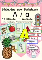 anteprima - Flashcard - Buchstabe A Einführung Bildkarten, Wortkarten, Alphabetisierung, DaZ, Deutsch (Introduzione alla lettera A – carte illustrate, carte con parole, alfabetizzazione, DaZ) - Pagina di copertina
