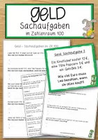 Vorschau - Anderer Materialtyp - Geld Sachaufgaben im Zahlenraum 100 - Deckblatt