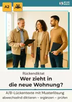 Vorschau - Arbeitsblätter - Rückendiktat Wer zieht in die neue Wohnung, A1/A2 - Deckblatt