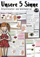 Vorschau - Arbeitsblätter - Unsere 5 Sinne - Arbeitsblätter und Tafelmaterial / Wahrnehmung - Deckblatt