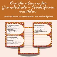Vorschau - Arbeitsblätter - Brüche üben in der Grundschule – Herbstferien erzählen - Deckblatt