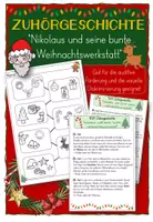 Vorschau - Arbeitsblätter - Zuhörgeschichte - Nikolaus und seine bunte Weihnachtswerkstatt - Deckblatt