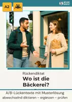 Vorschau - Stationenlernen - Rückendiktat Wo ist die Bäckerei, A1/A2 - Deckblatt