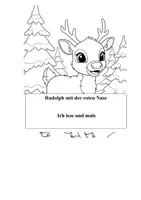 Vorschau - Mal- und Bastelvorlagen - Rudolph mit der roten Nase – Ich lese und male - Deckblatt
