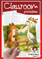 Vorschau - Arbeitsblätter - Fabel Fuchs Storch Rollenspiel mit Stabpuppen - Deckblatt