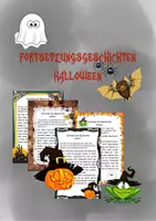 Vorschau - Arbeitsblätter - Vier Fortsetzungsgeschichten Halloween, Schreiben - Deckblatt