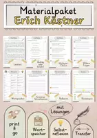 Vorschau - Arbeitsblätter - Erich Kästner Lesetext mit Fragen + Lösungen Leseverstehen Wortspeicher didaktische Reserve Lesen Leseverständnis - Deckblatt