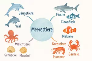 Vorschau - Arbeitsblätter - Arbeitsblätter zum Thema "Meerestiere" + Lösung & MP3 + Mindmap + Infografik - Seite 2