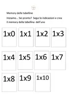 anteprima - Materiale interattivo - Memory delle tabelline - Pagina di copertina