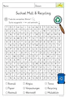 Vorschau - Arbeitsblätter - Suchsel Müll & Recycling - Seite 1
