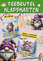 Vorschau - Mal- und Bastelvorlagen - Klappkarten für Teebeutel Weihachten Gnome Klasse 1 bis 8 - Deckblatt