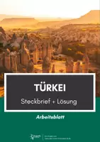 Vorschau - Arbeitsblätter - Türkei Steckbrief - mit Lösung - Deckblatt