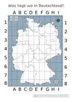 Vorschau - Arbeitsblätter - Was liegt wo in Deutschland? - Als Spiel oder Übung, anpassbar, mit ca. 360 Städten - Deckblatt