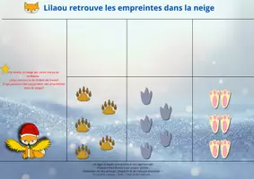 Aperçu - Cartes d'exercices - Lilaou retrouve les empreintes dans la neige - Page de couverture