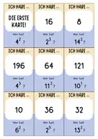 Vorschau - Spiele - Potenzen mit Quadratzahlen (Basis 1 bis 20) - Ich habe .. Wer hat ...? Spiel Mathe - Seite 2