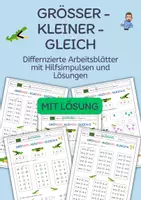 Vorschau - Arbeitsblätter - Gößer, kleiner, gleich - Zahlen vergleichen | Klasse 1 - Deckblatt