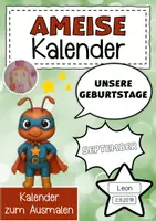 Vorschau - Anderer Materialtyp - Ameisenklasse Geburtstagskalender im Superheldenstil - Deckblatt