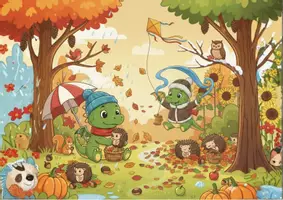 Vorschau - Arbeitsblätter - Wimmelbild Herbst - Deckblatt