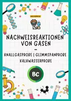 Vorschau - Arbeitsblätter - Nachweisreaktionen von Gasen - Knallgasprobe, Glimmspanprobe & Kalkwasserprobe | interaktives Arbeitsblatt mit Lösungen sofort einsetzbar - Deckblatt