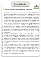 Vorschau - Arbeitsblätter - Bezirke Berlin Lesetext mit Fragen + Lösungen Leseverstehen Wortspeicher didaktische Reserve Lesen Leseverständnis - Seite 3