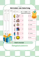 Vorschau - Arbeitsblätter - Wortschatz Geburtstag DAF DAZ - Deckblatt