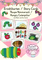 anteprima - Flashcard - Englisch/Deutsch/DaZ - Raupe Nimmersatt - Hungry Caterpillar - Erzählkarten - Storytelling cards - zum Buch von Eric Carle - Pagina di copertina