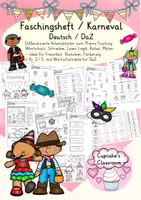anteprima - Esercizi - Deutsch/DaZ - Fasching / Karneval Arbeitsheft - Arbeitsblätter, Sprachförderung, Lesen, Schreiben (Esercizi sul carnevale) - Pagina di copertina