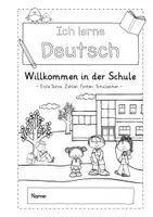 anteprima - Esercizi - DaZ - Übungsheft "Ich lerne Deutsch 1" - erste Sätze, Zahlen, Farben, Schulsachen (Quaderno di esercizi: “Imparo il tedesco 1 – Benvenuti a scuola”) - Pagina 1