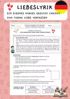 Vorschau - Arbeitsblätter - Liebeslyrik - eigene kurze Gedichte verfassen (Haikus) - ideal als Einstieg/ Puffer/ Vertretungsstunde (Jahrgang 8-10) - Deckblatt