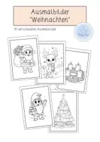 Vorschau - Mal- und Bastelvorlagen - Ausmalbilder "Weihnachten" im modernen Cartoon-Stil - Deckblatt