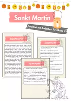 Vorschau - Arbeitsblätter - St. Martin Sachtext + Aufgaben Klasse 7 - Deckblatt