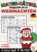 Vista previa - Hojas de trabajo - Mathe-Rätsel Maze Labyrinth - Addition bis 10 (Weihnachten) Navidad Sumas y restas Matemáticas Alemán - Portada