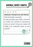 Vista previa - Refuerzo / NEE / Materiales de apoyo - Animals body parts. Unit: Living things - Portada