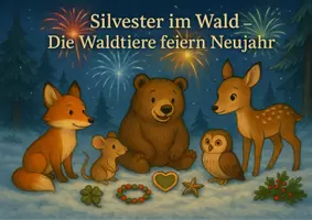 Vorschau - Bildkarten - Kamishibai-Geschichte „Silvester im Wald – Die Waldtiere feiern Neujahr“ | Achtsamkeit & Tiere an Silvester | Winter | Neujahr | Kita Grundschule - Deckblatt