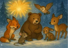 Vorschau - Bildkarten - Kamishibai-Geschichte „Silvester im Wald – Die Waldtiere feiern Neujahr“ | Achtsamkeit & Tiere an Silvester | Winter | Neujahr | Kita Grundschule - Seite 3