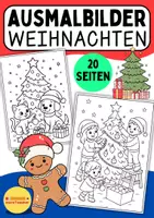 Vorschau - Mal- und Bastelvorlagen - 20 Ausmalbilder zu Weihnachten für Kinder – Malvorlagen für Schule, Kindergarten & Zuhause - Deckblatt
