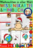 Vorschau - Mal- und Bastelvorlagen - Weihnachten in aller Welt WISSENSKARTEI & MINIBUCH Klasse 3-6 (Weihnachten in anderen Ländern weltweit) - Deckblatt