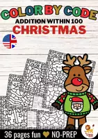 anteprima - Esercizi - Color by code - Addition within 100 (Christmas) | Natale Aggiunta Matematica Inglese - Pagina di copertina