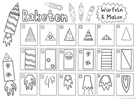 Vorschau - Arbeitsblätter - Raketen Würfeln und Malen, Neujahr basteln, Silvester - Seite 1