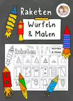 Vorschau - Arbeitsblätter - Raketen Würfeln und Malen, Neujahr basteln, Silvester - Deckblatt