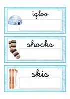 Vista previa - Tarjetas / Manipulativos - INGLÉS - Lecto-escritura minúscula ligada (invierno) - página 1
