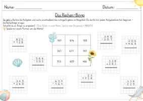 Vorschau - Arbeitsblätter - Rechenbingo schriftliche Addition und Subtraktion (Jahreszeitenversion Komplettpaket) - Seite 2