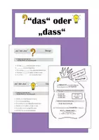 Vorschau - Arbeitsblätter - "das" oder "dass" ? - Deckblatt